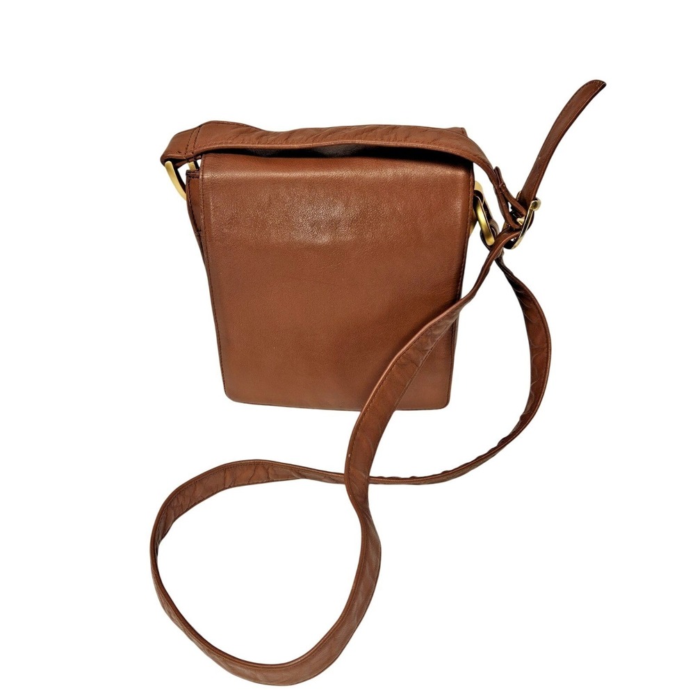 VTG 90s Valerie Stevens Brown Genuine Leather Crossbody Bag Minimalist Purse